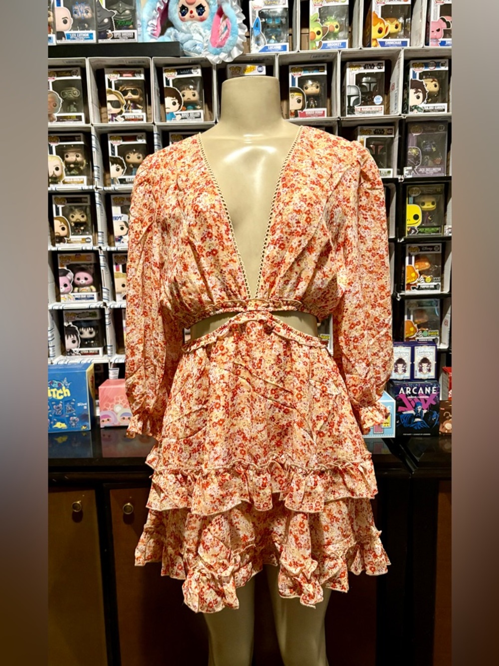 Floral Long Sleeve Blouse with Tie Front